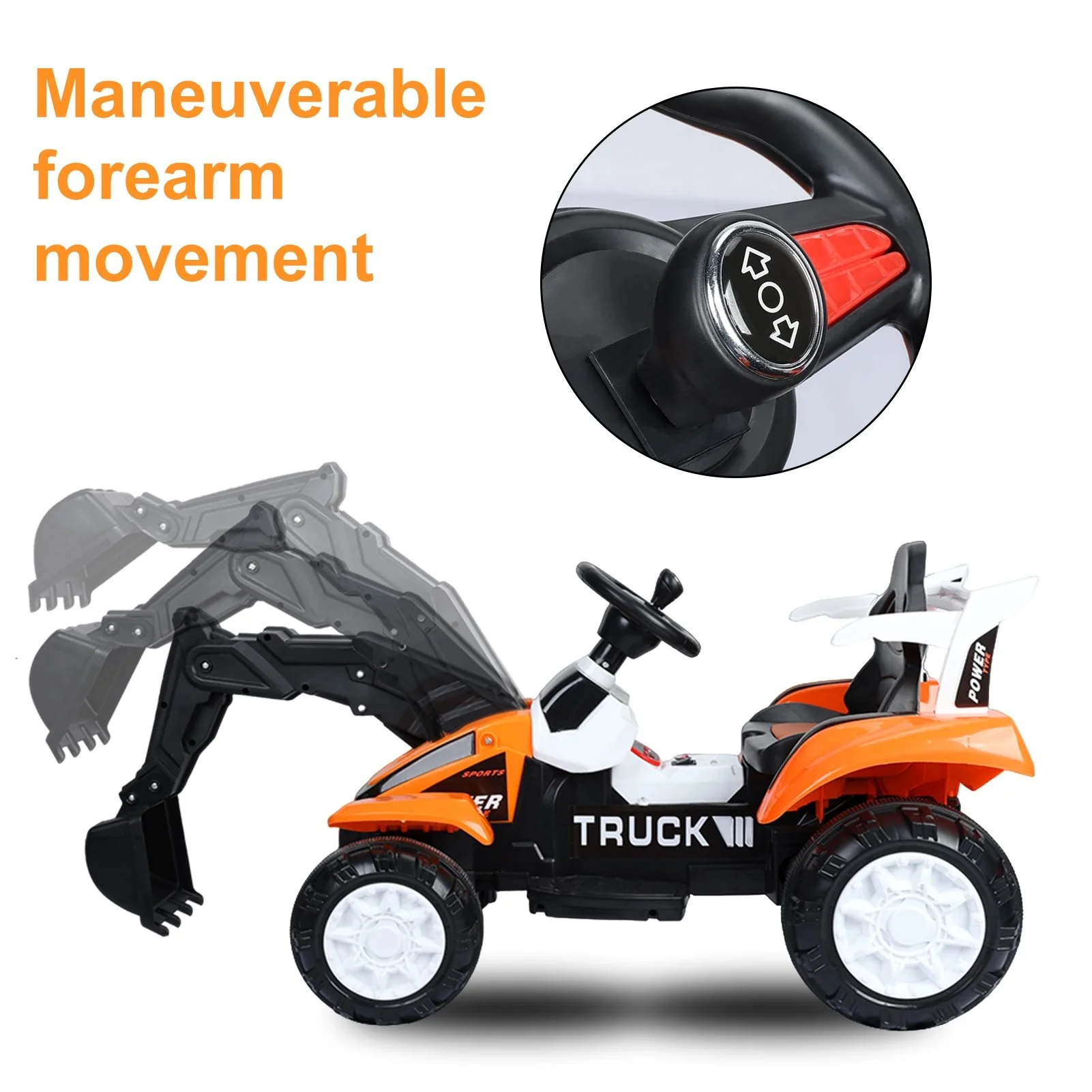Electric Ride-On Excavator Toy for Kids Battery-Powered Construction Vehicle with Digging Arm, Music, and Lights - Image 4