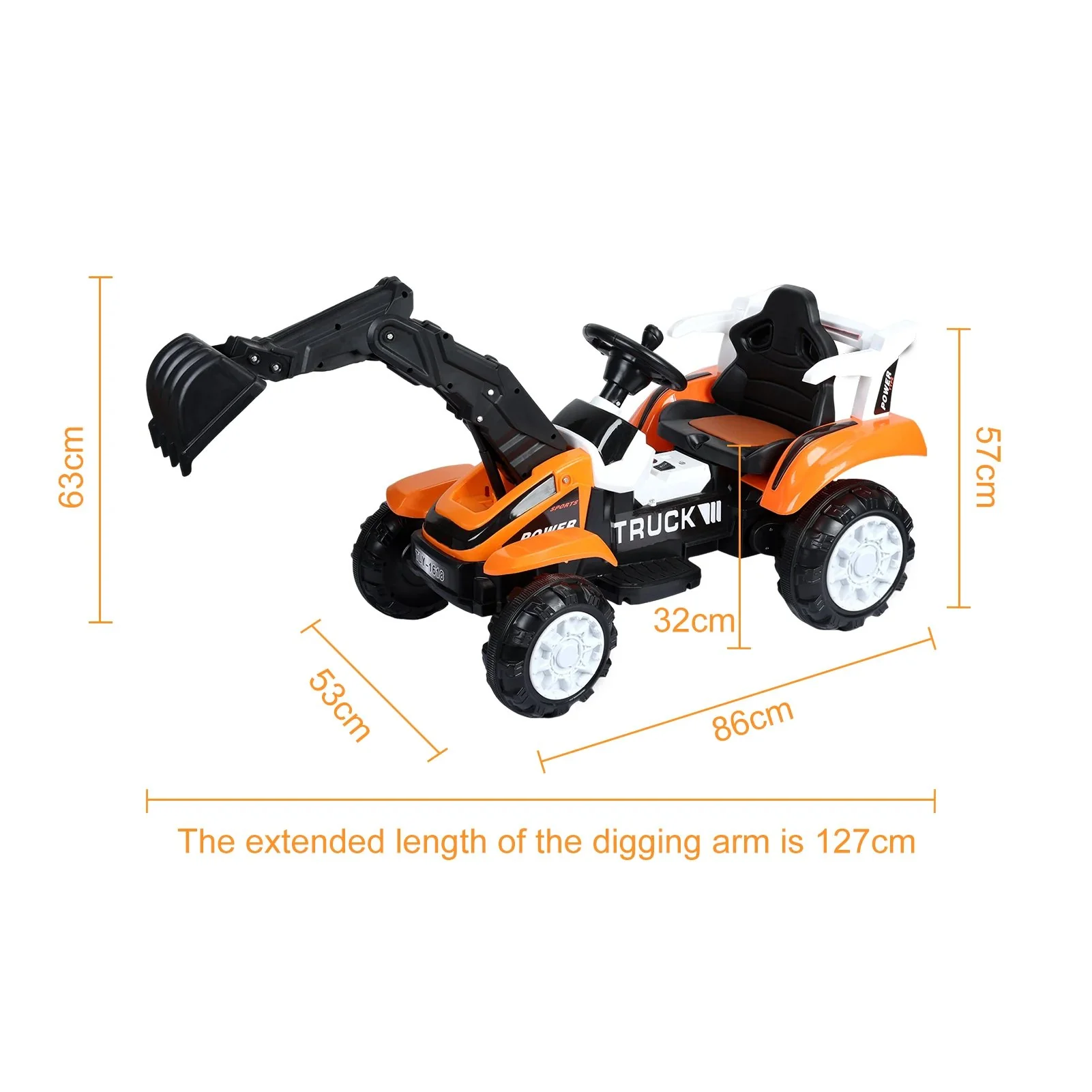 Electric Ride-On Excavator Toy for Kids Battery-Powered Construction Vehicle with Digging Arm, Music, and Lights - Image 6