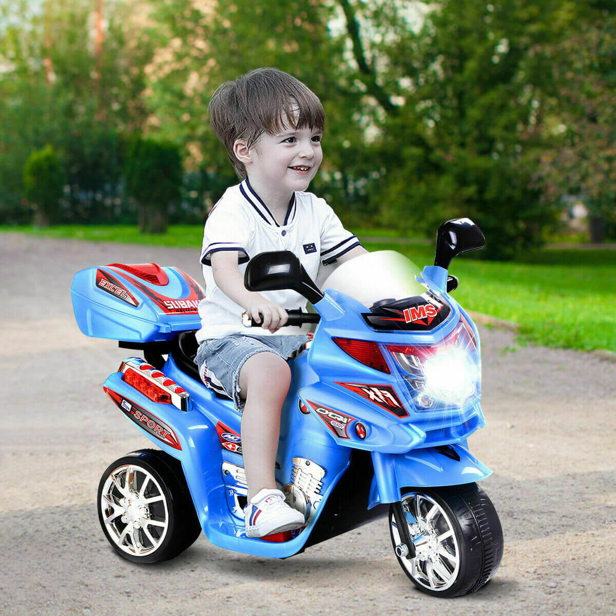 6V Electric Ride-on Motorcycle Kids 3 Wheels Ride on Car with Music, Horn and Headlights - Image 3
