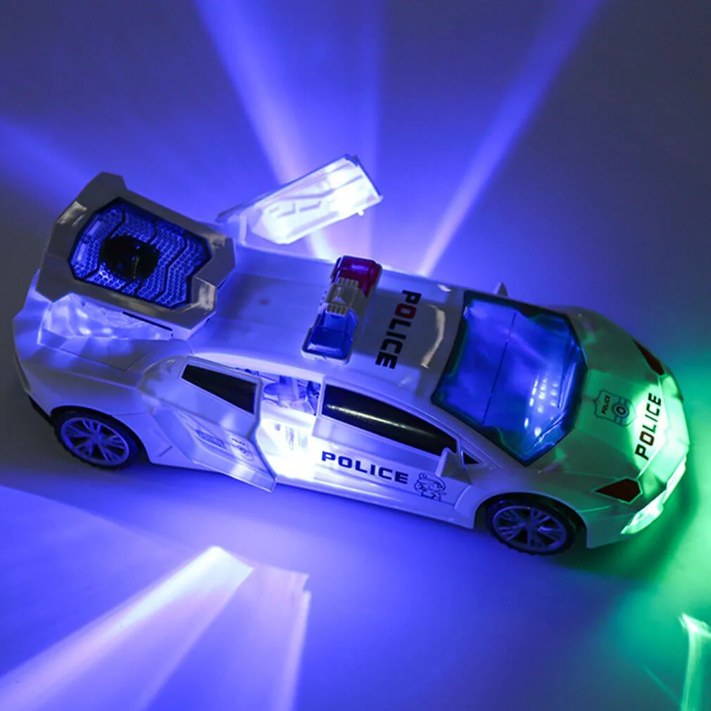 Electronic Police Car Toy with 360 Degree Rotary Wheel Cool Lighting Sirens Sound and Rotation - Image 2