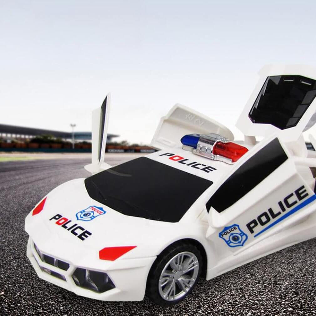 Electronic Police Car Toy with 360 Degree Rotary Wheel Cool Lighting Sirens Sound and Rotation - Image 7