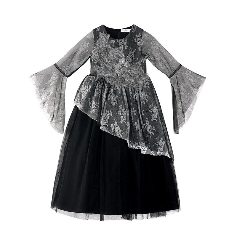 Embroidery Floral Tulle Pageant Dress Flare Long Sleeve Prom Evening Dresses - Image 2