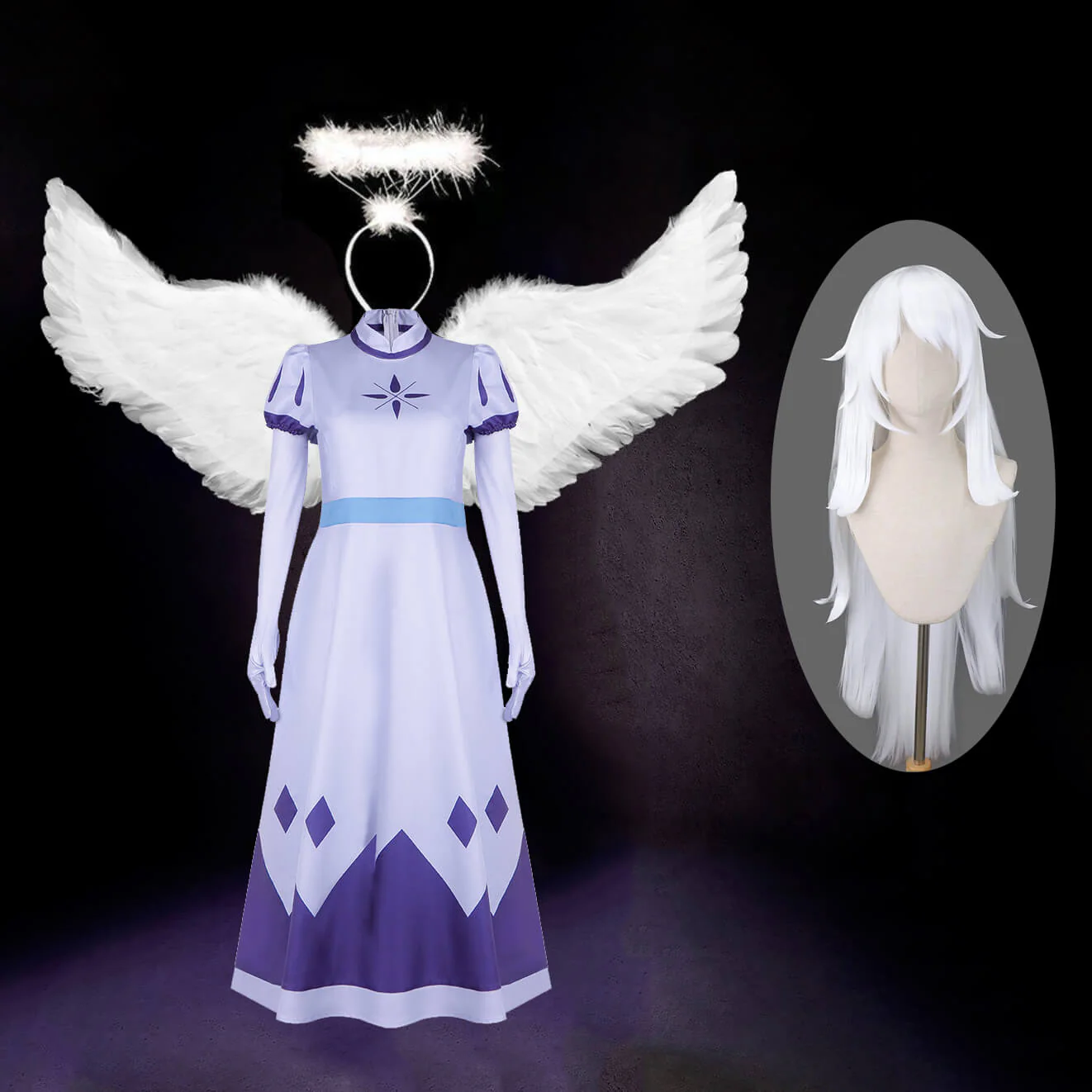 Emily Angel Costume Seraphim Emily Cosplay Dress with Halo and Wing Full Set