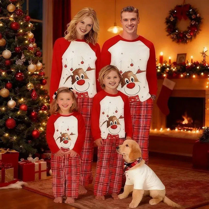 Family Christmas Pajamas Red Matching Sleepwear Holiday Pjs Set for Kids Adults - Image 2