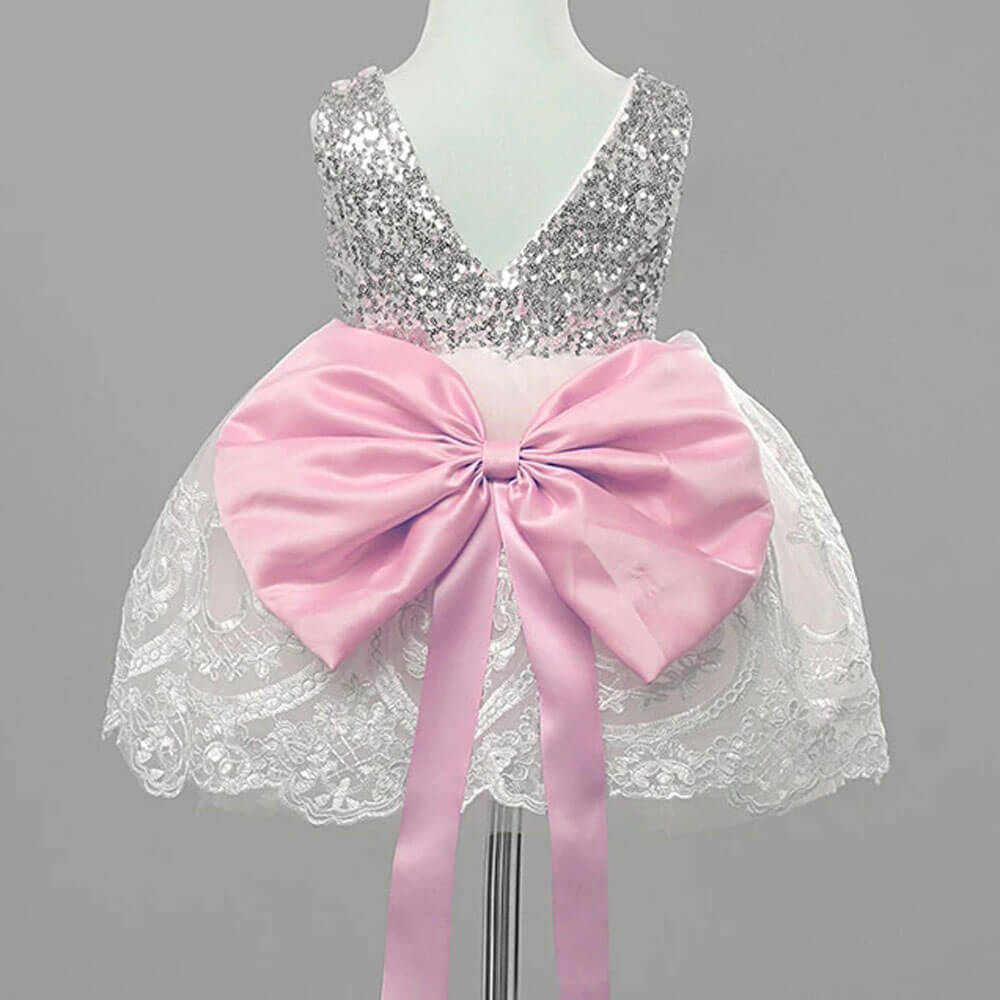Fashion Girls Lace Wedding Pageant Formal Dress Bow Sequin Gown Dresses 1-10T - Image 7