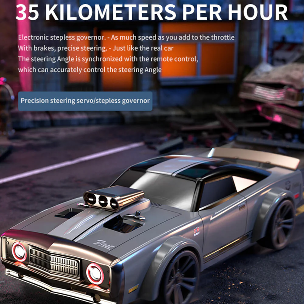 1/16 RC Drift Cars 35KM/H Fast RC Car 4WD Retro RC Racing Trucks Muscle Drag Car with Fantastic Headlights - Image 7