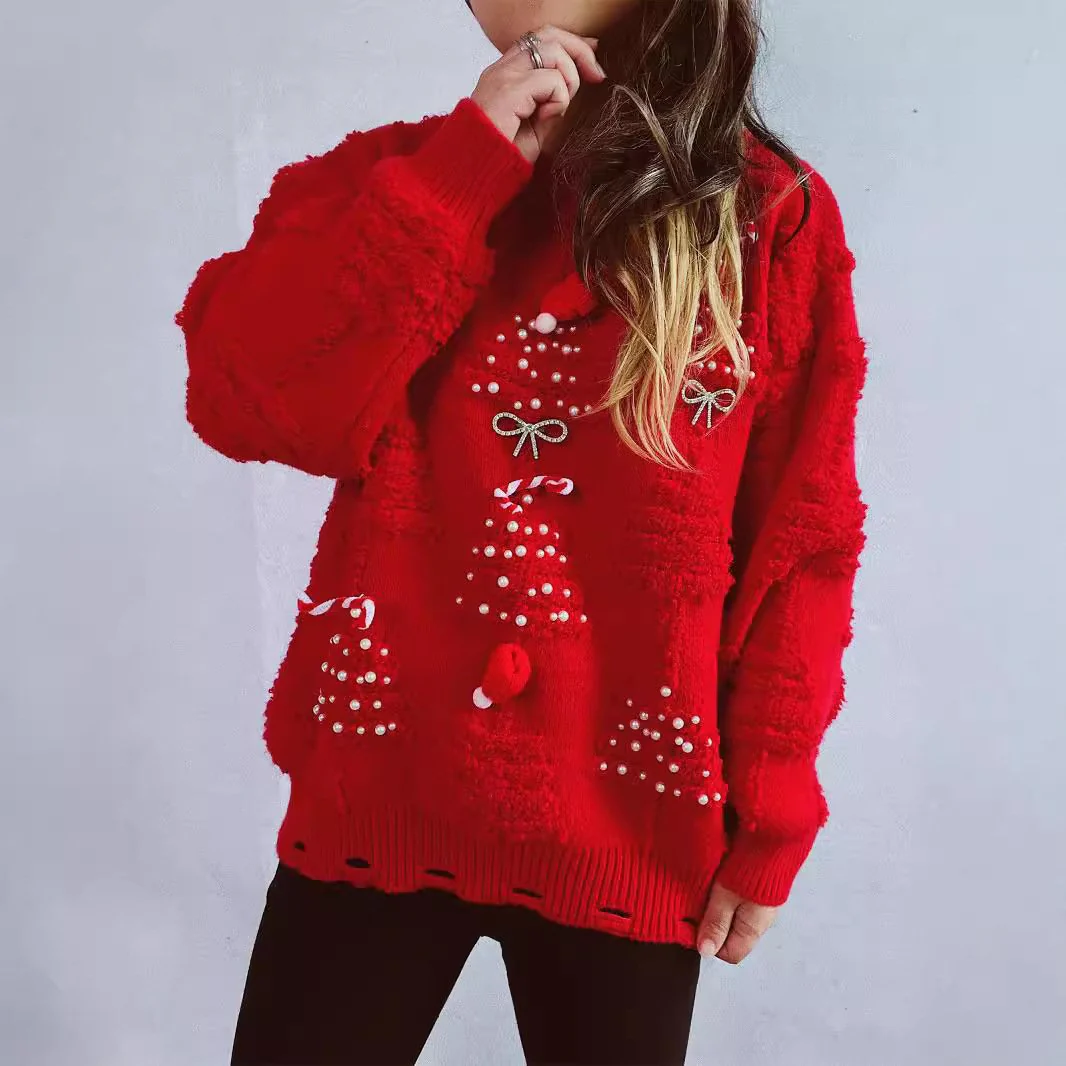 Female Christmas Sweater Warm Xmas Party Outfit Cute Holiday Costume for Women - Image 2