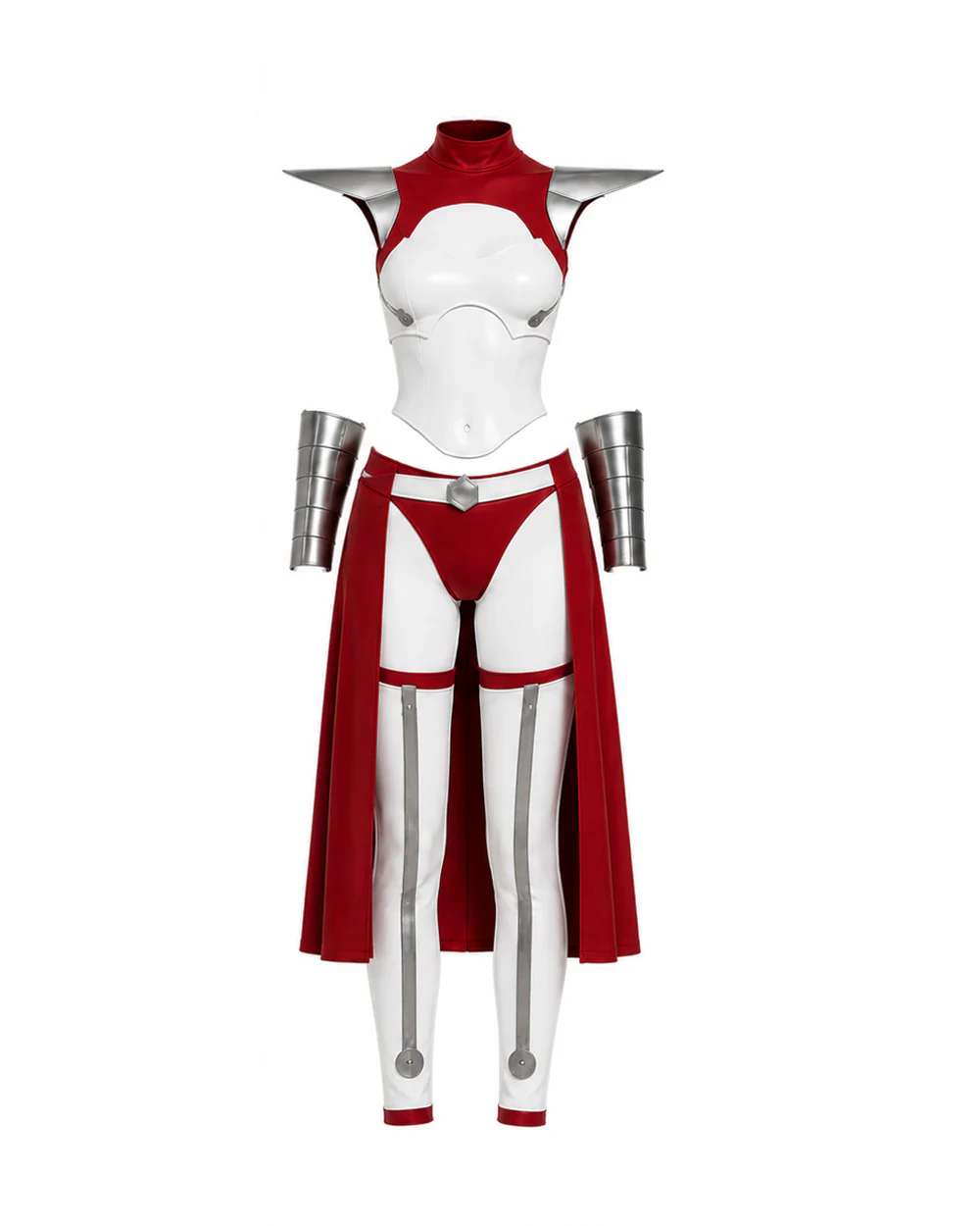 Female White and Red Superhero Uniform Alien Warrior Battle Suit for Comic Con Exhibition - Image 4