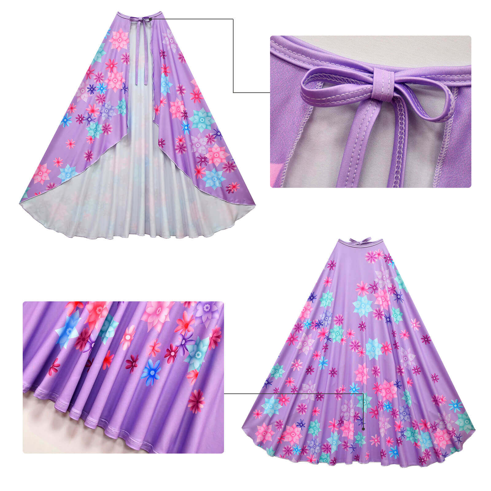 Flower Princess Isabela Long Sleeve Dress Girls Isabela Mardrigal Magic Cosplay Dress with Bag and Cloak - Image 10