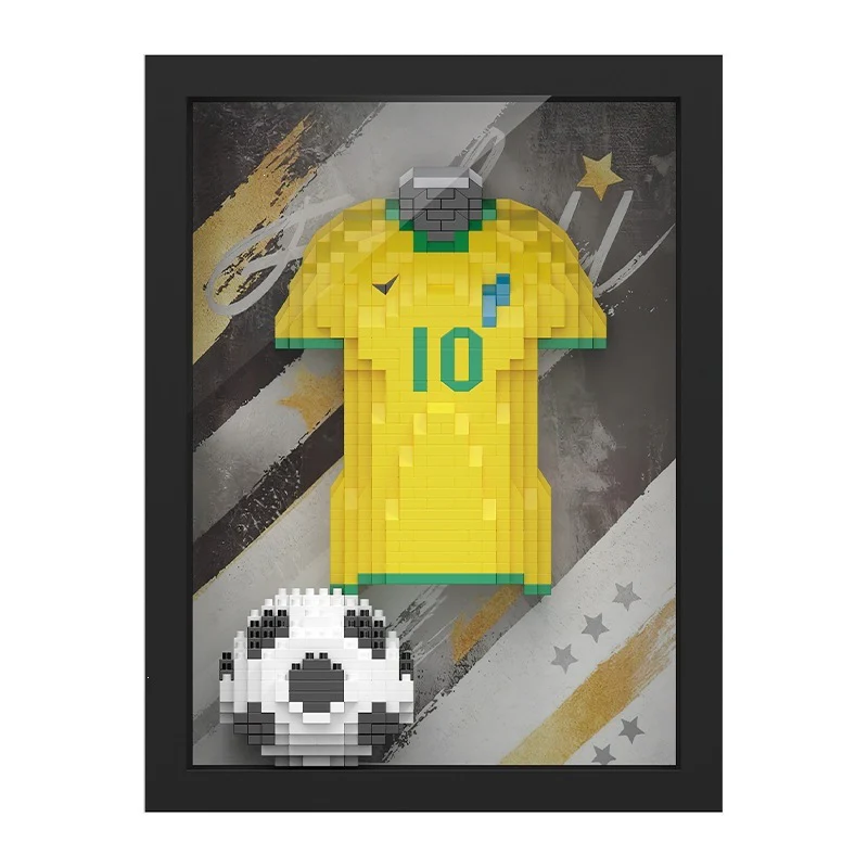 Football Legend Jersey Building Blocks 750pcs+ DIY Art Soccer Frame Display with LED Light For Soccer Fans and Lovers - Image 5