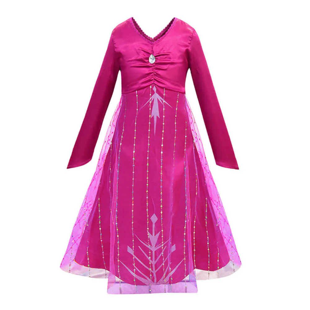 Hot Pink Princess Elsa Dress Girls Cosplay Halloween Costume - Image 9