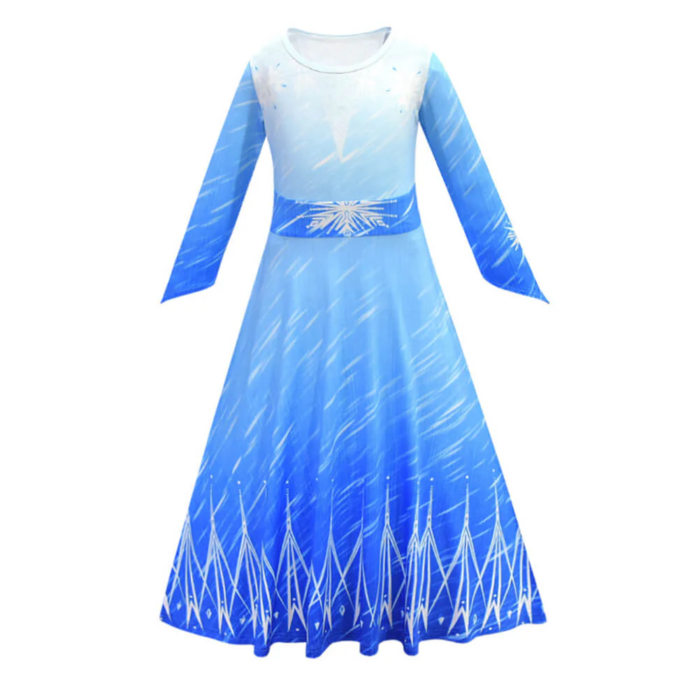 Kids Elsa Dress Halloween Princess Role Play Costume Cosplay Full Set - Image 2