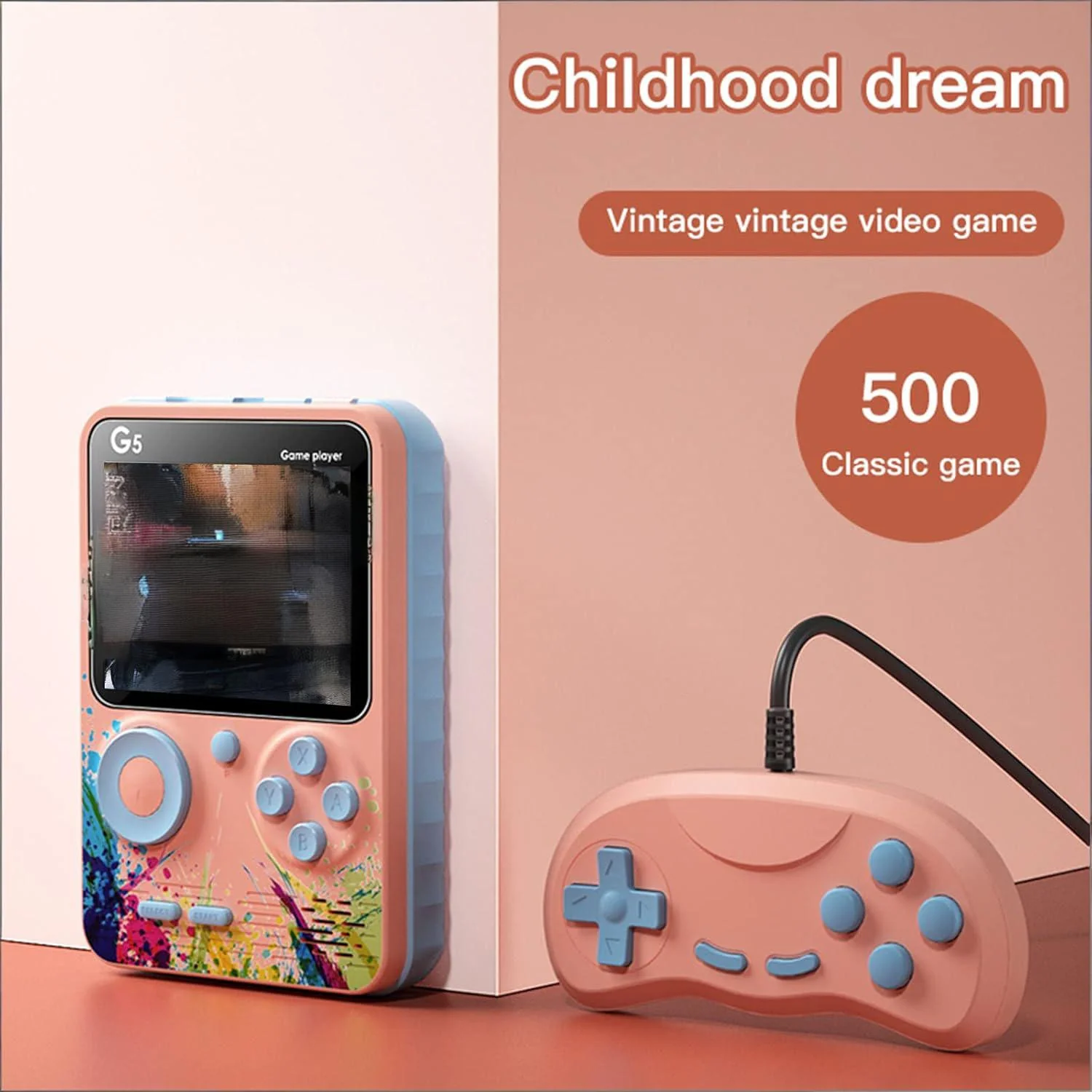 G5 Portable Retro Handheld Game Console with 500 Classic Games Support 2-Player Mode For Teens and Adults - Image 2