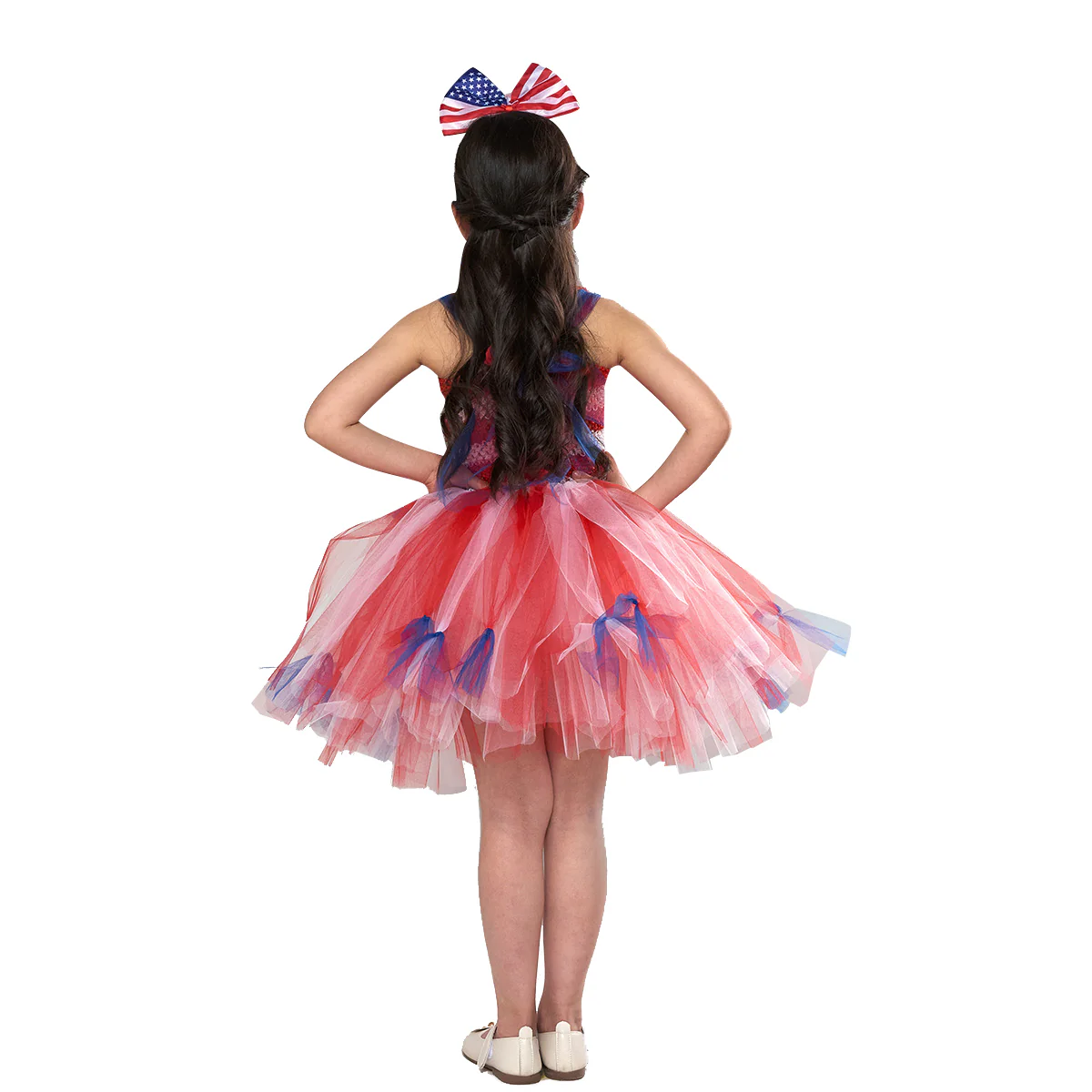 Girl American Flag Dress and Headband 4th of July Clothes for National Day Parade - Image 4
