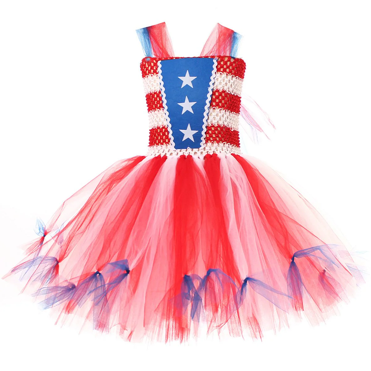 Girl American Flag Dress and Headband 4th of July Clothes for National Day Parade - Image 5