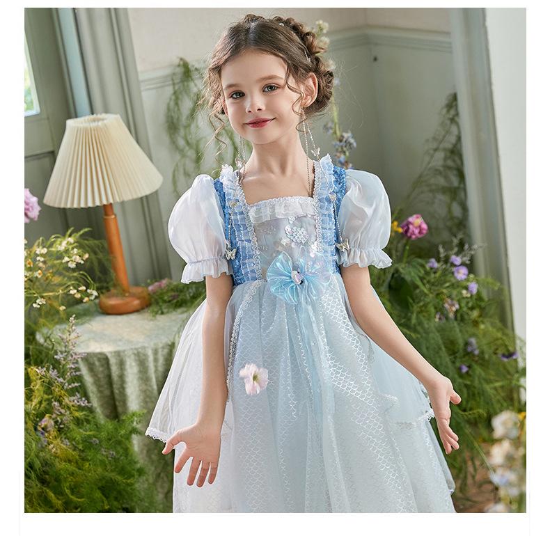 Girl Mermaid Princess Dress Cute Puff Sleeve Sequin Ball Gown Dress Fancy Dress Up Costume - Image 2