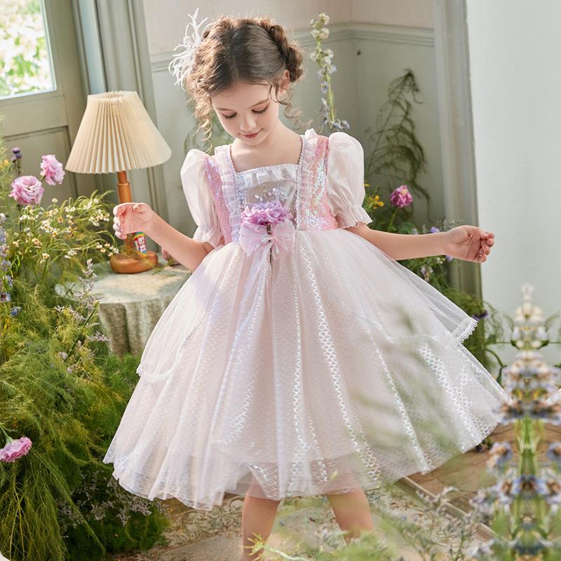 Girl Mermaid Princess Dress Cute Puff Sleeve Sequin Ball Gown Dress Fancy Dress Up Costume - Image 8