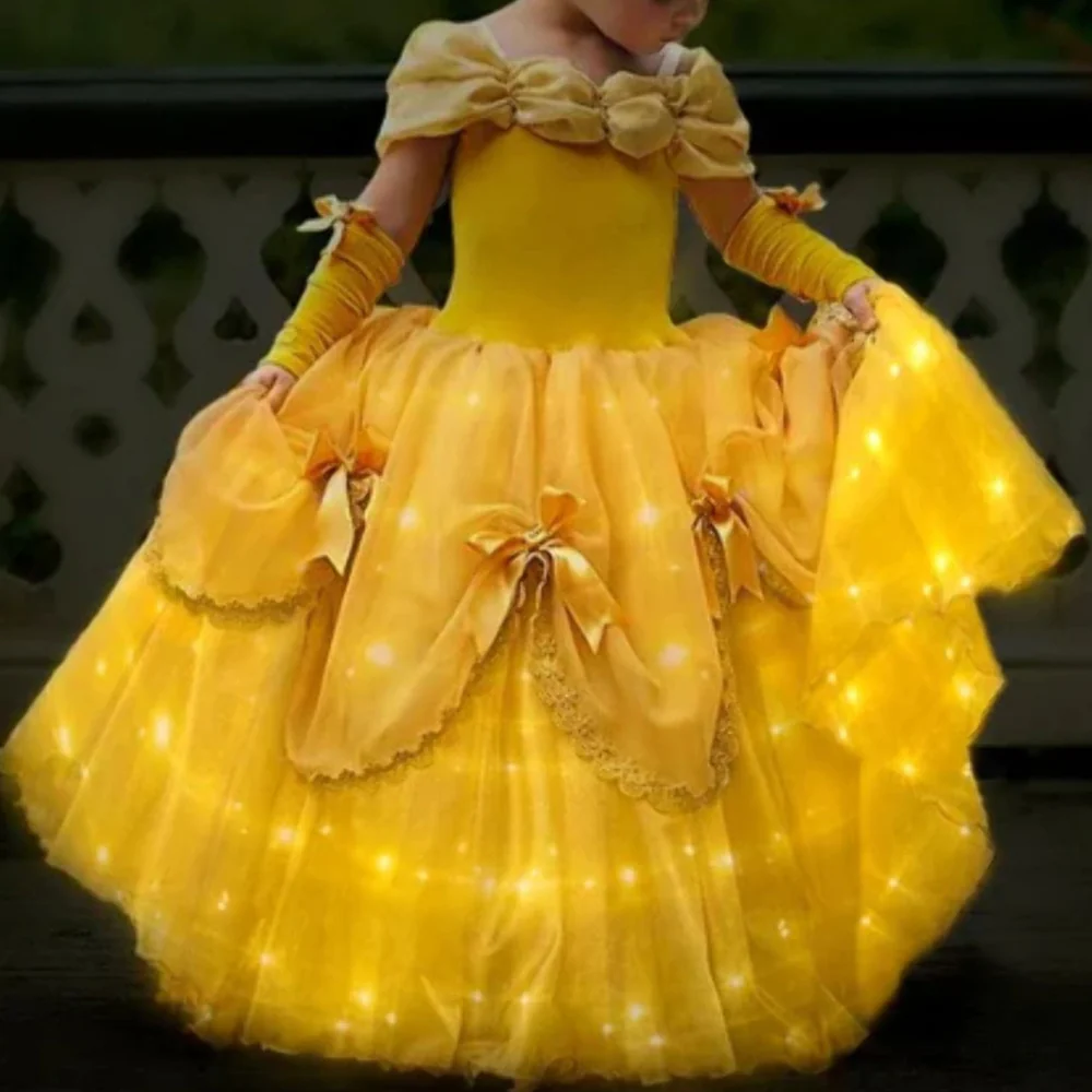 Belle Costume Girl Princess Dress Light Up Dress Glowing Party Dress Birthday Dress - Image 6
