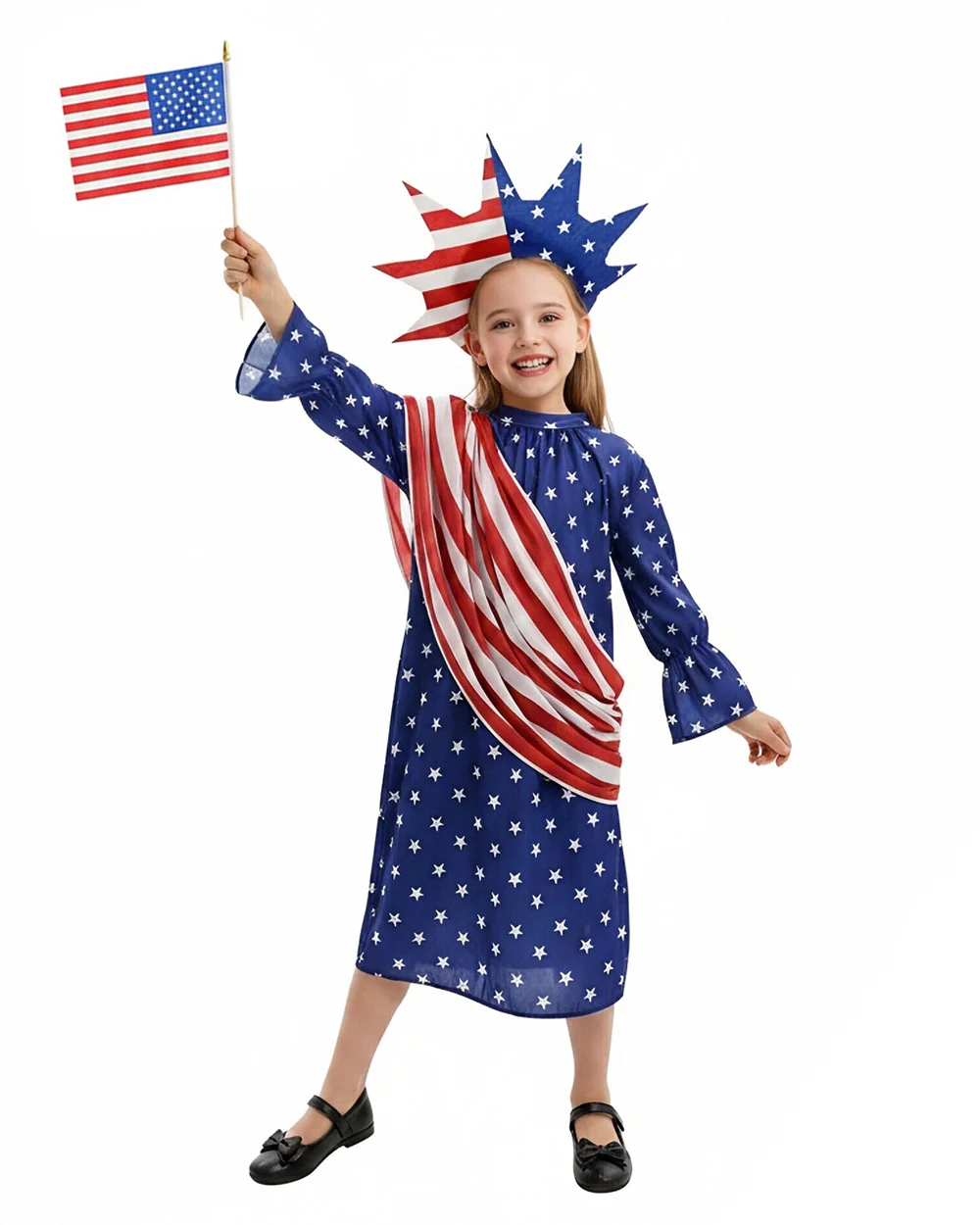 Girls 4th of July Blue Dress Sash and Headband Full Set for Independence Day Parades - Image 2