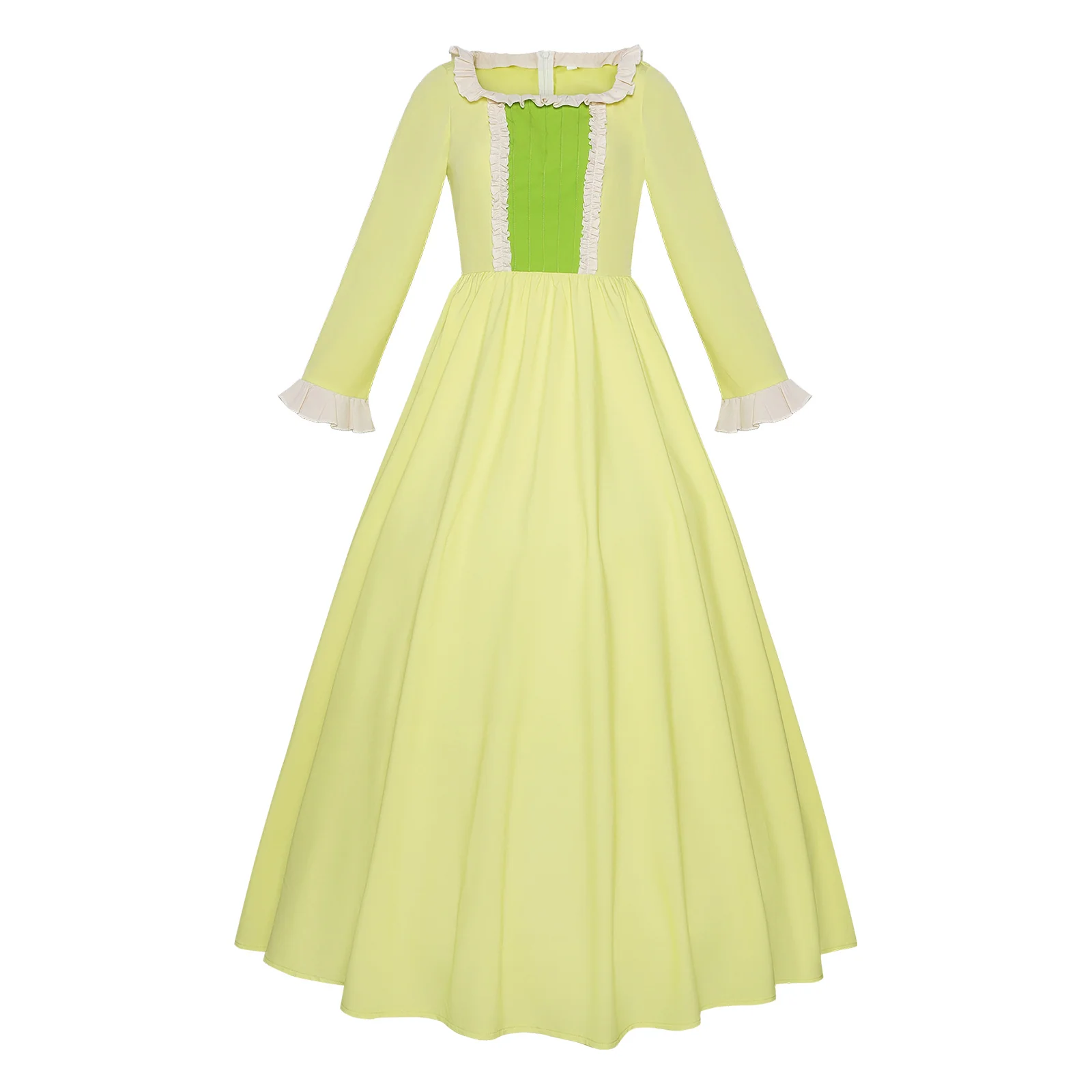 Girls Amber Princess Costume Lime Green Long Sleeve Dress with Crown and Earings for Themed Party - Image 6