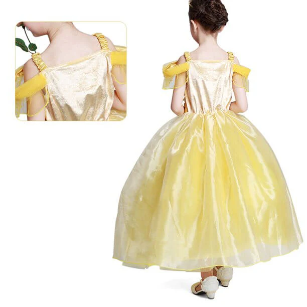 Girls Sleeveless Ball Gown Dress Beast Princess Costume Halloween Cosplay - Image 5