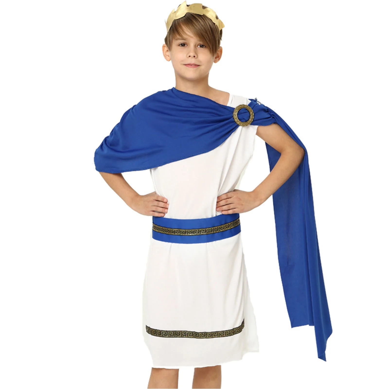 Girls Boys Greek Goddess Costume Athena Aphrodite Halloween Cosplay Dress Up Costume - Image 6