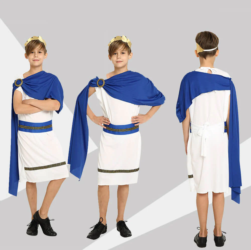 Girls Boys Greek Goddess Costume Athena Aphrodite Halloween Cosplay Dress Up Costume - Image 8