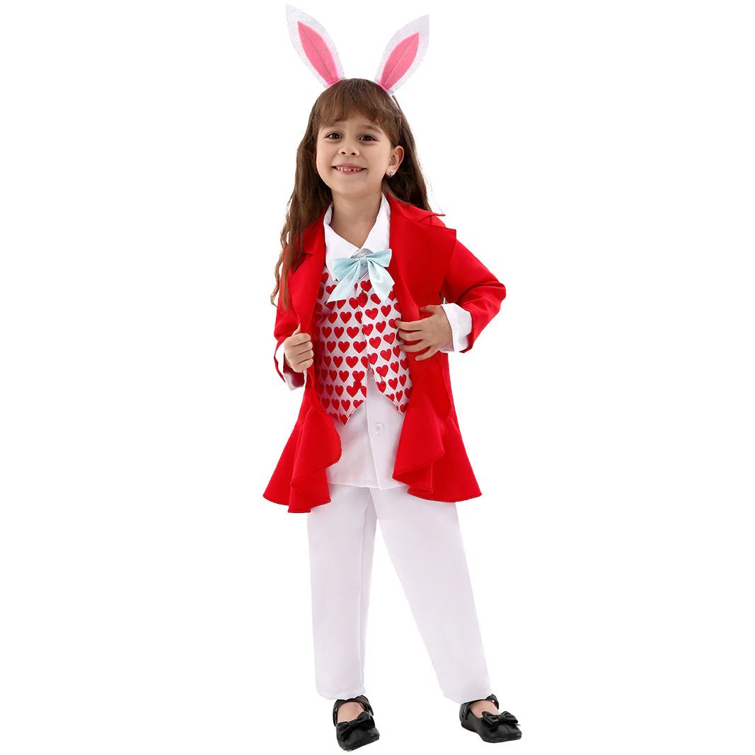 Girls Bunny Rabbit Costumes Easter Outfit with Headband for School Event - Image 5