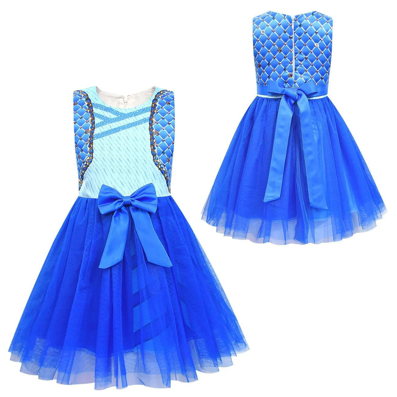 Girls Chloe Charming Sleeveless Dress Blue Costume with Bag and Gloves - Image 10