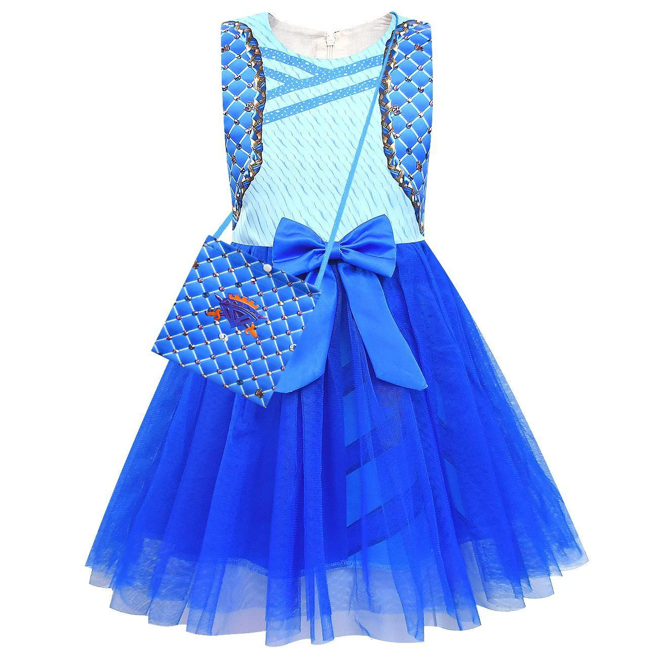 Girls Chloe Charming Sleeveless Dress Blue Costume with Bag and Gloves - Image 8
