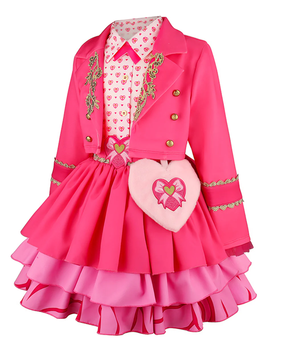 Girls Pink Princess Costume Descendent Jacket Shirt Skirt and Bag 4pcs Full Set for Cosplay Events - Image 5