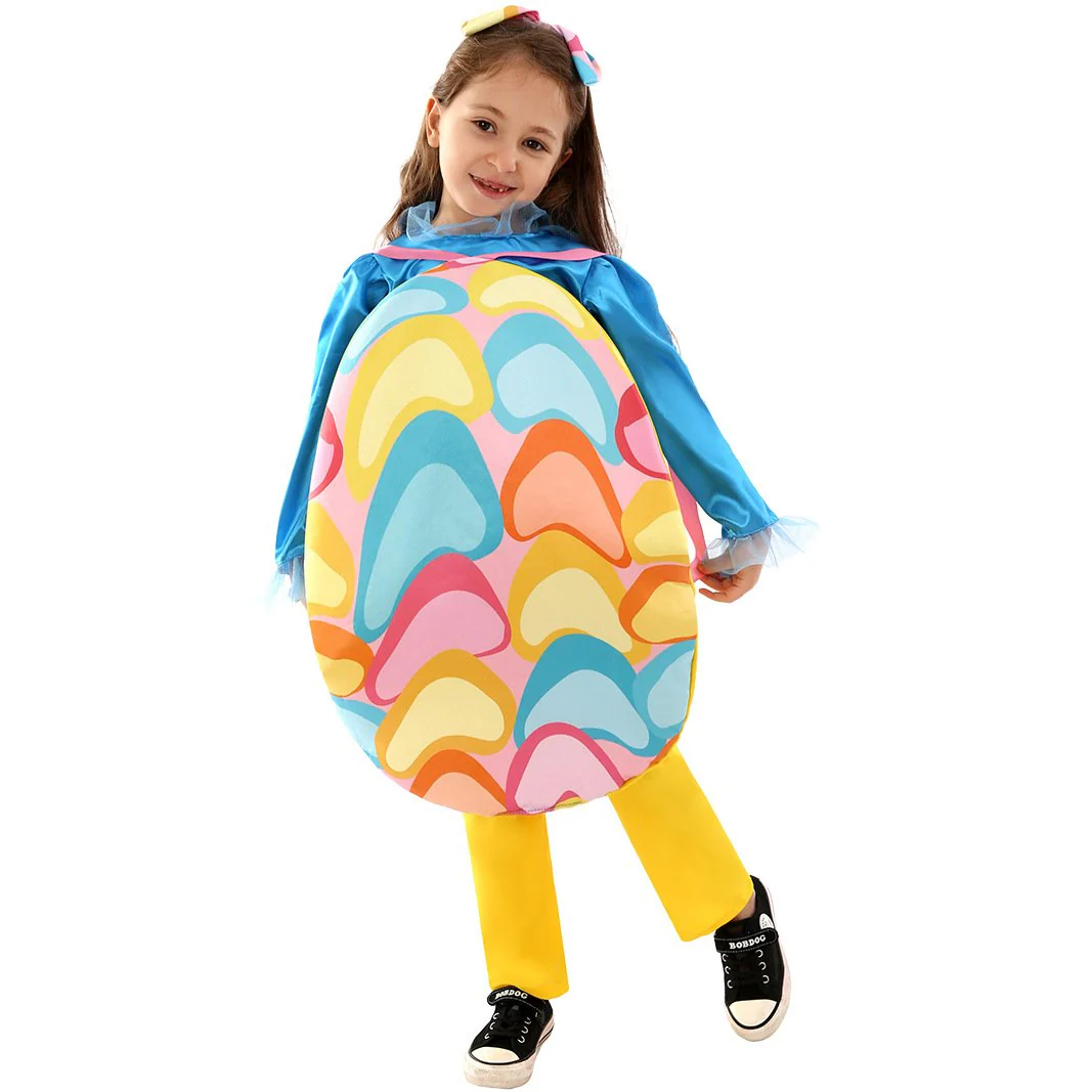 Girls Easter Costume Tops Headband and Egg Bag 3pcs Suit for Carnival