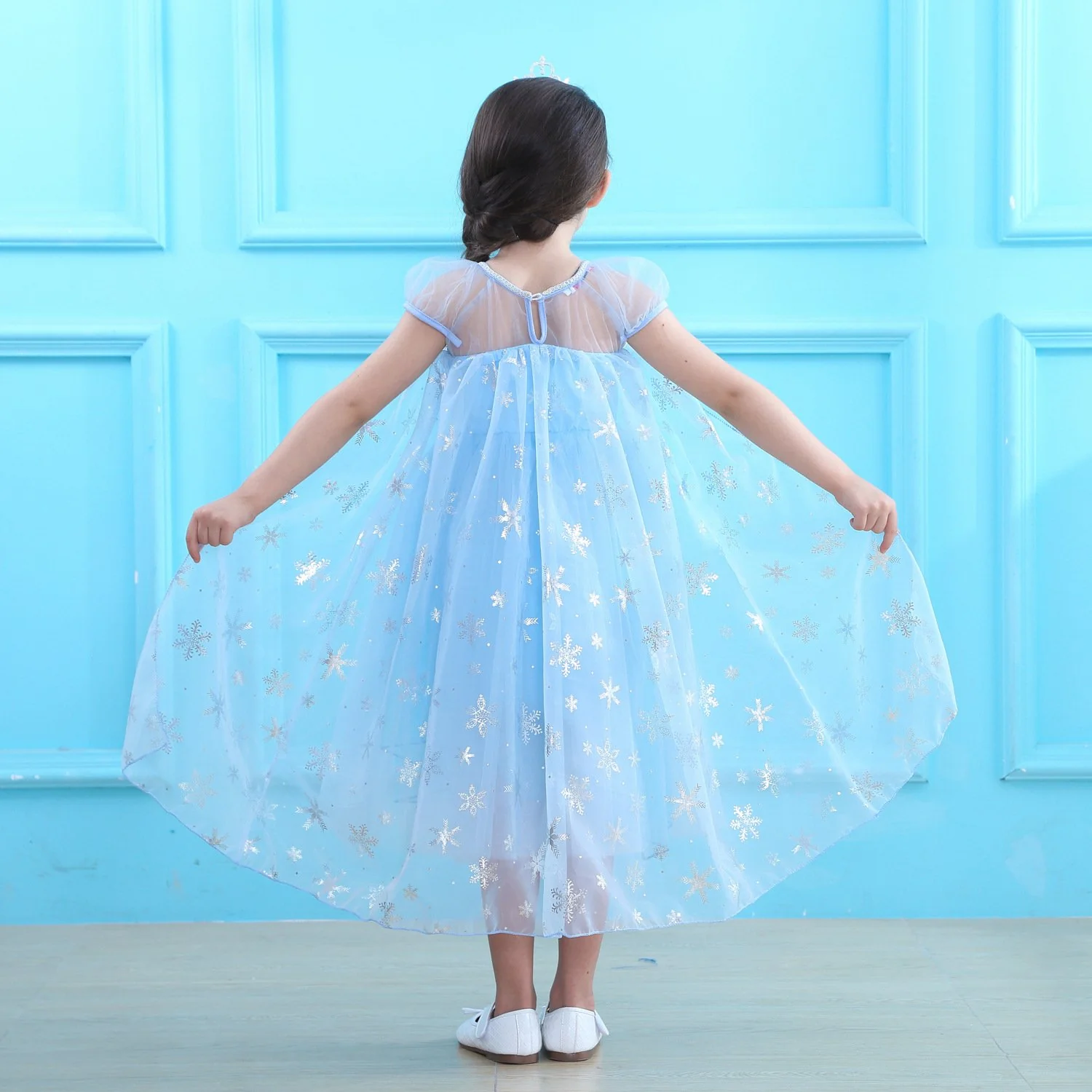Girls Elsa Dress Summer Blue Snow Queen Birthday Dress Kids Princess Dress Halloween Costumes - Image 6