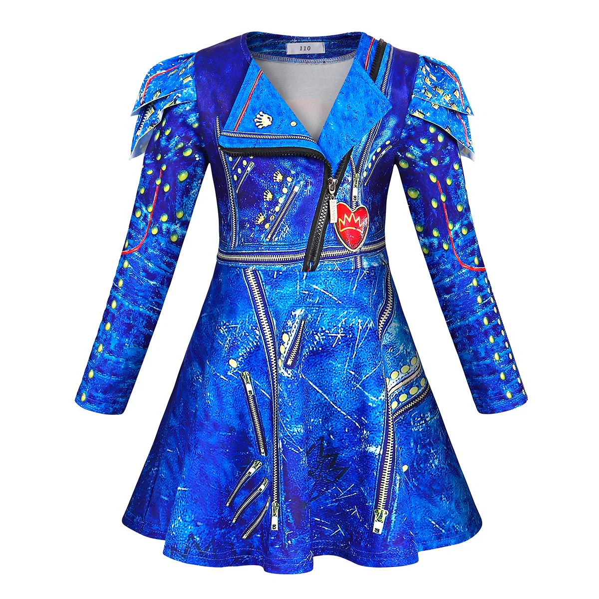 Girls Evie Costume Blue Dress and Wig Cosplay Outfit for Halloween Party - Image 3