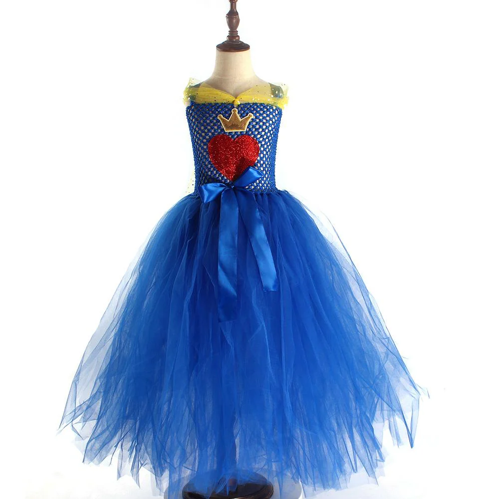 Girls Evie Dress Blue Ball Gown Tulle Party Dress with Crown for Cosplay - Image 4