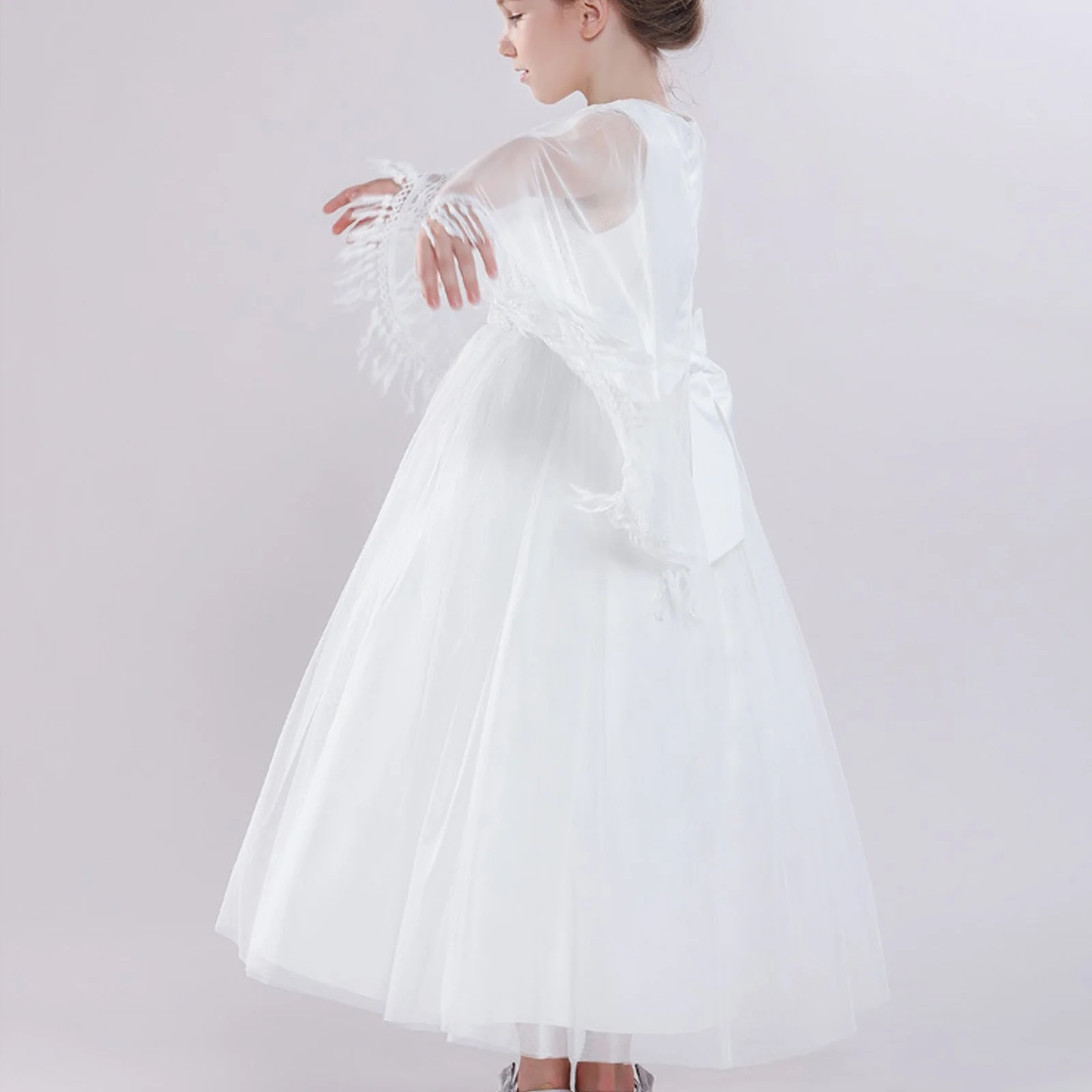 Girls Fancy Lace Gauze Shawl Dress Fashion Ball Gown Costume for Prom Party - Image 4