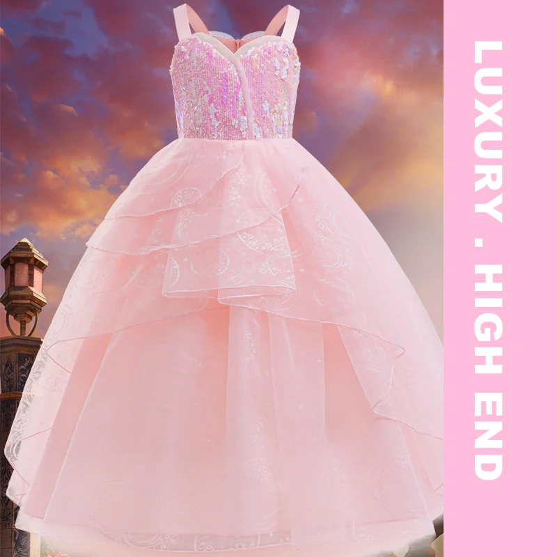 Kids Glinda Dress Pink Glinda Cosplay Costume for Girls 4-12 Years Old - Image 2