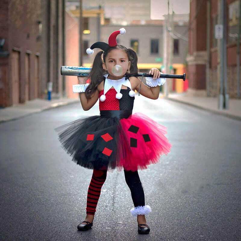 Girls Harley Joker Costume Harley Cosplay Outfit Dress and Accessories Full Set for Halloween Carnival - Image 7