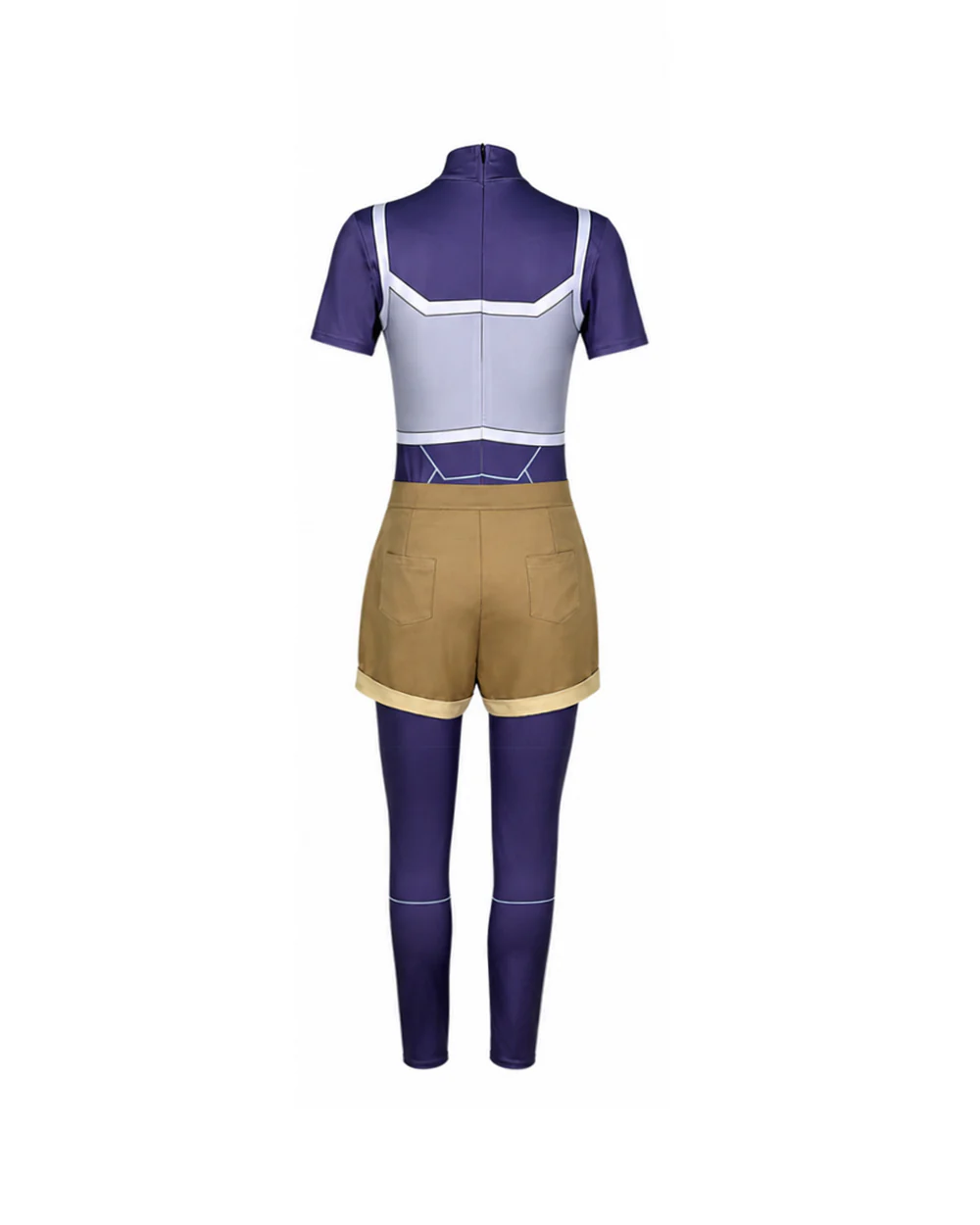 Girls High-Tech Warrior Costume Blue Jumpsuit and Shorts Set for Cosplay Party - Image 5