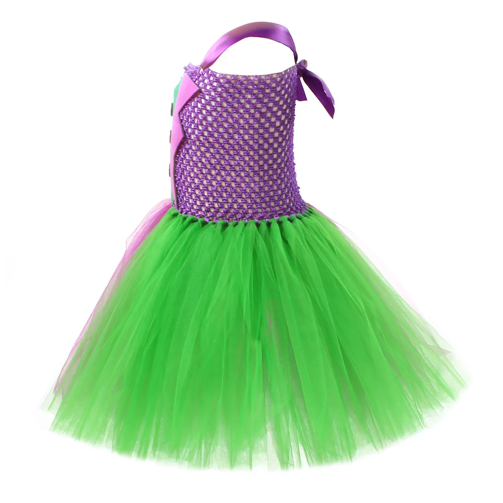 Girls Horror Clown Costume Crazy Joker Outfit Scary Purple Tutu Dress and Gloves for Dress Up Party - Image 4