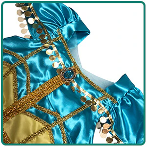 Kids Princess Jasmine Costume Halloween 4-pieces Full Set Cosplay Dress - Image 6