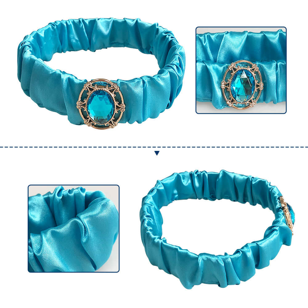 Kids Princess Jasmine Costume Halloween 4-pieces Full Set Cosplay Dress - Image 7