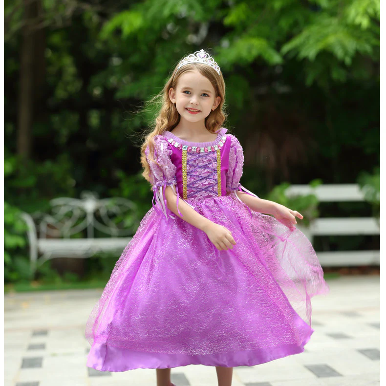 Girls Long Hair Princess Light Up Dress Fancy LED Ball Gown Dress for Party - Image 8