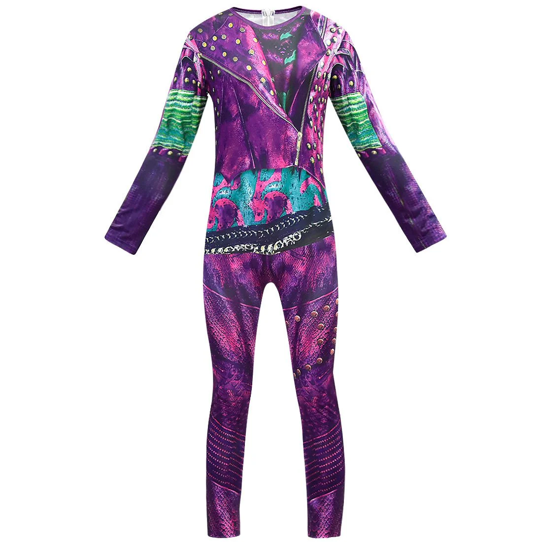 Girls Mal Costume Dragon Queen Jumpsuit and Wig for Dress Up Party - Image 3