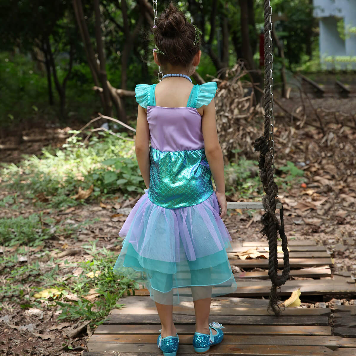Girls Princess Mermaid Dress Halloween Carnival Party Ariel Dress 4-10Y - Image 3