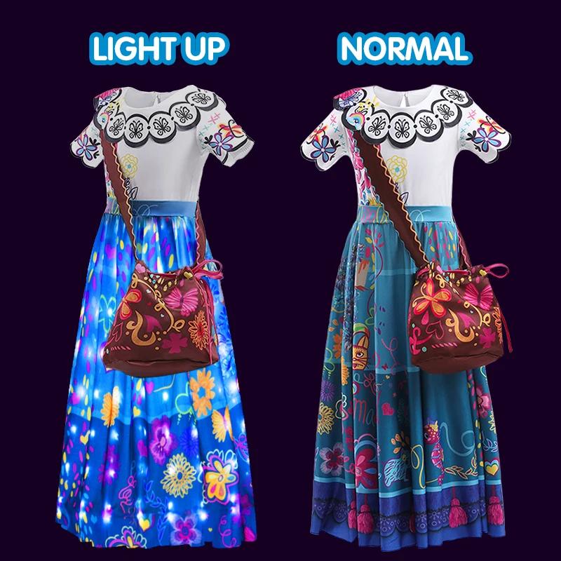 Girls Mirabel Light Up Dress Princess Glowing LED Fancy Costume for Dress Up Size 3T-10 - Image 2