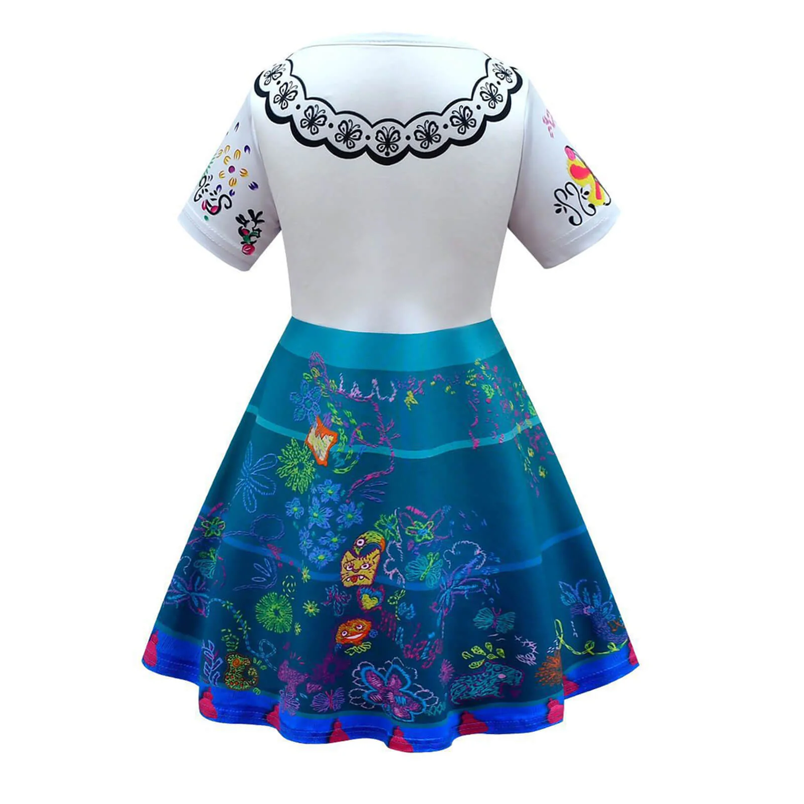 Kids Mirabel Daily Wear Dress Short Sleeve Teal Party Outfit Party Dress Up Halloween Costumes - Image 3