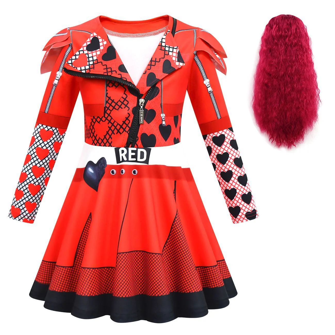 Girls Princess Red Costume Cosplay Dress Bag Gloves Wig and Pants for Halloween Party - Image 10