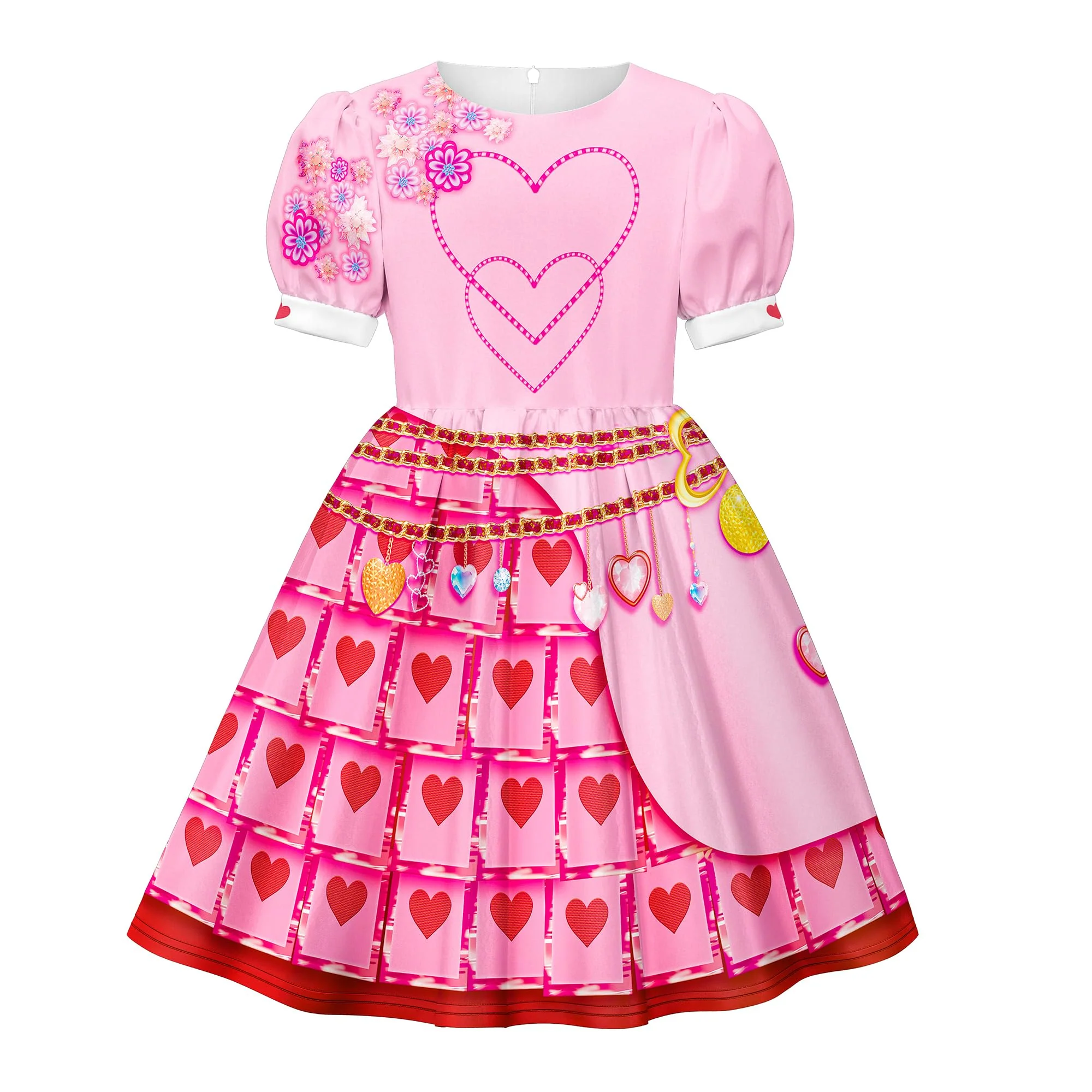 Queen of Hearts Costume Girls Adults Princess Bridget Pink Dress and Wig for Halloween Carnival - Image 8
