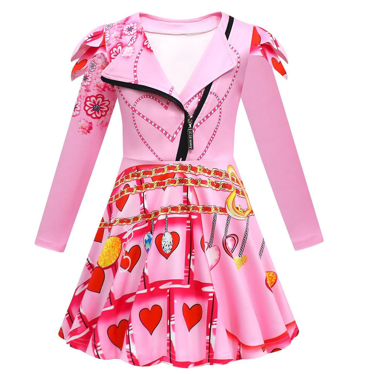Girls Queen Of Hearts Costume Bridget Pink Dress Pants and Wig for Halloween Carnival - Image 3